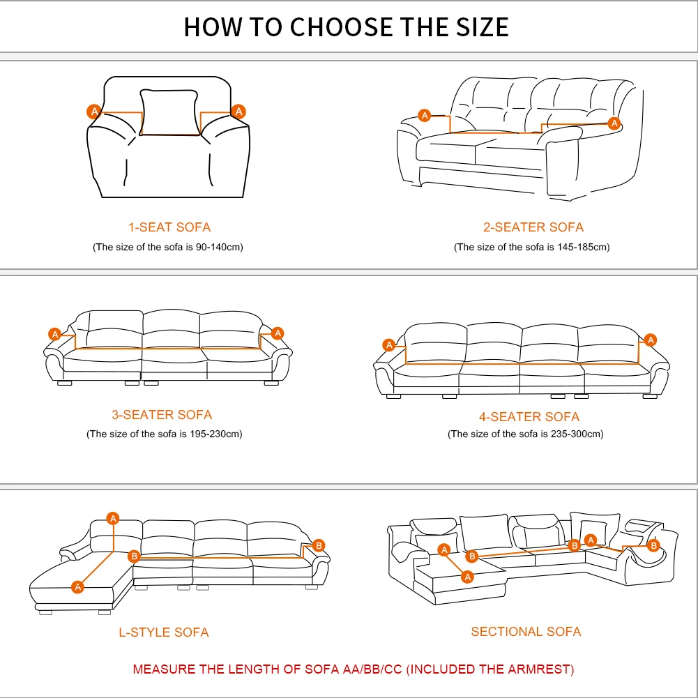 

1/2/3/4 Seater Waterproof Elastic Sofa Cover Solid Color Dustproof Protector Slipcover for Living Room Chaise Lounge Couch Cover