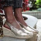 Сандалии женские летние на высокой танкетке, эспадрильи, обувь с ремешком на пятке, с бантом, гладиаторы