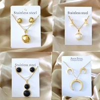 %d1%81%d0%b5%d1%80%d1%8c%d0%b3%d0%b82022 trendy pearl steel ball pendant gold silver color necklace earrings stainless steel jewelry set for women party gift