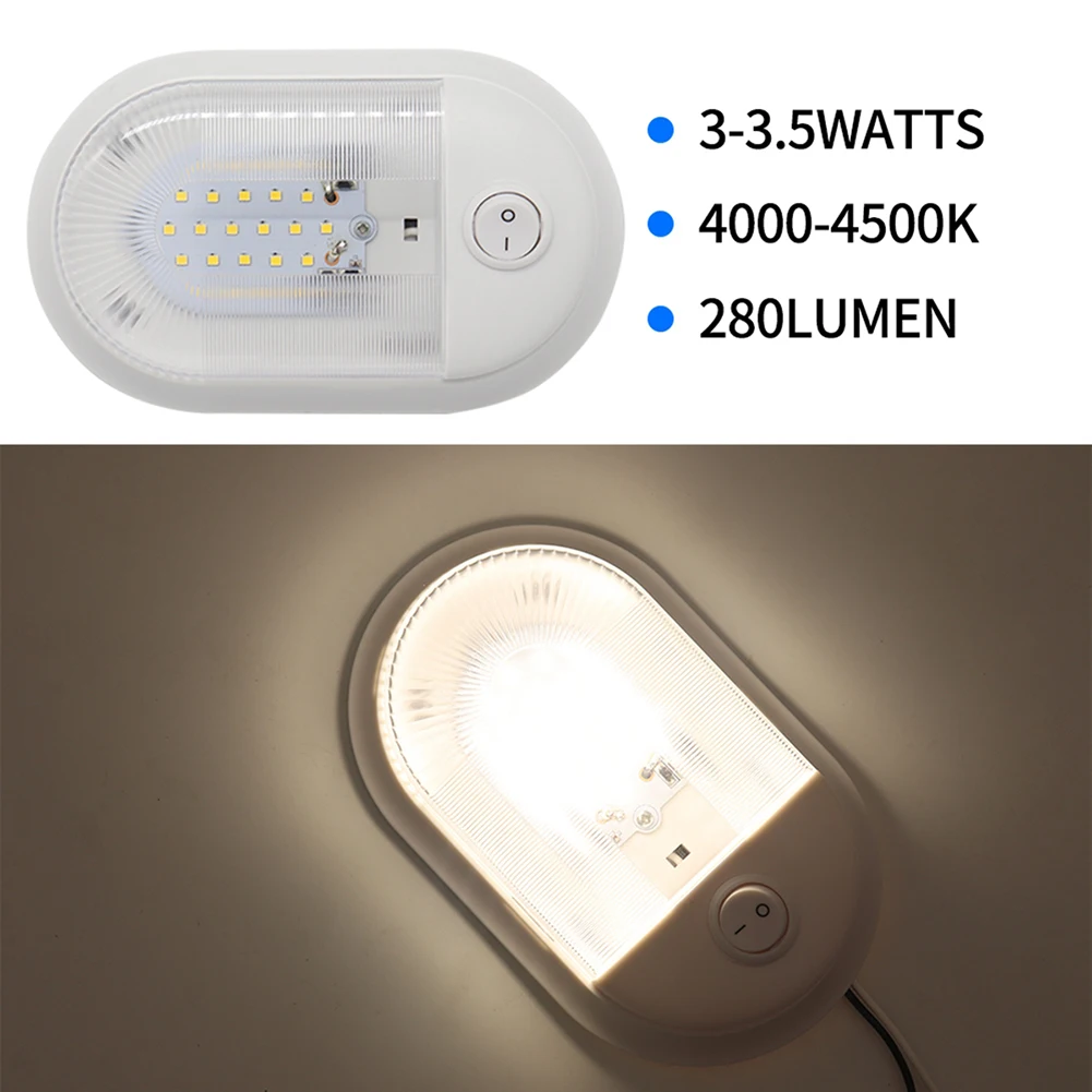 

12-24V 24 LED Dome Light Interior Ceiling Lamp w/ Independent Switch for RV Marine Boat Yacht Power Saving High-bright LED lamp