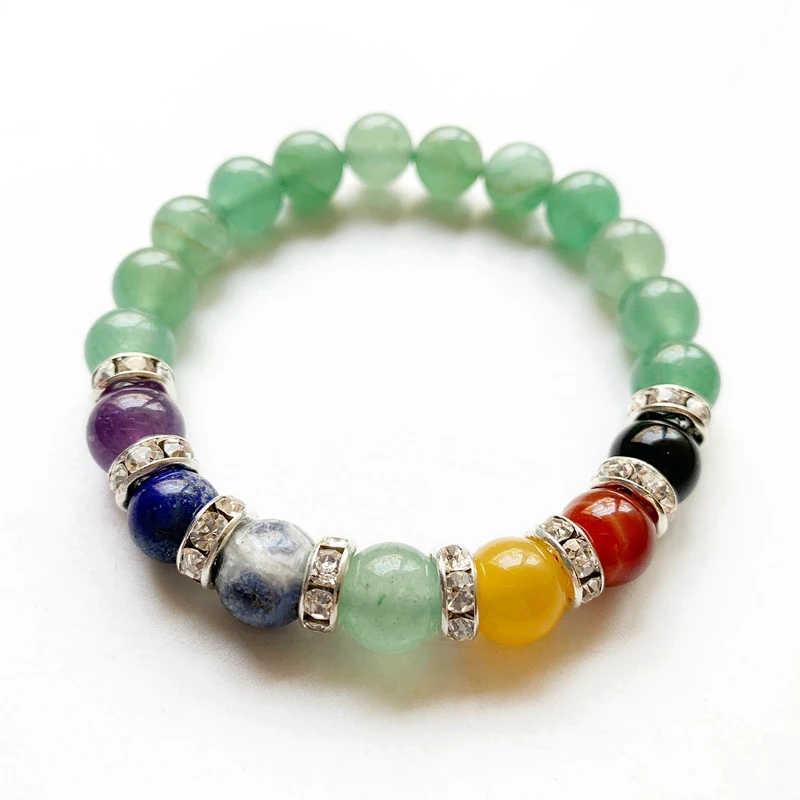 Натуральный камень зелёный авантюрин Исцеляющие хрустальные бусины 7 Чакра