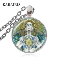 karairis 2020 new vintage glass dome cabochon necklace unisex chakra pendant sacred geometry necklace for women man jewelry