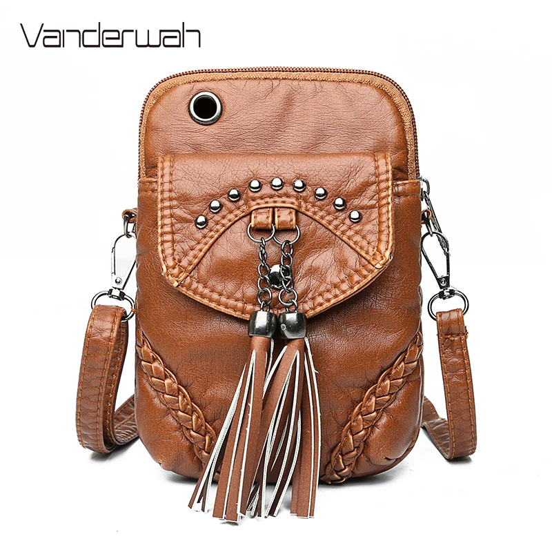 

Vintage Women Small Bag PU Leather Shoulder Bags High Quality Crossbody Bags for Women 2020 Coin Purse Cellphone Bag with Tassel