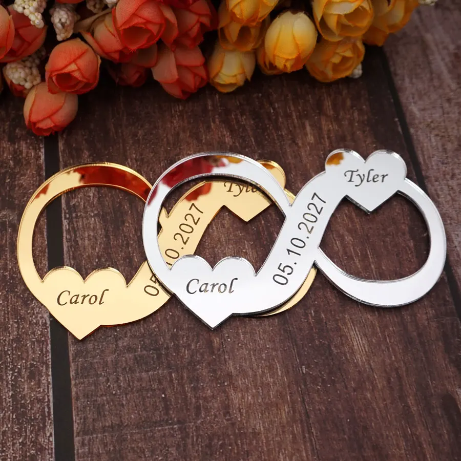 30 шт. на заказ 10 см символ бесконечности акриловые зеркальные бирки Мемориальный