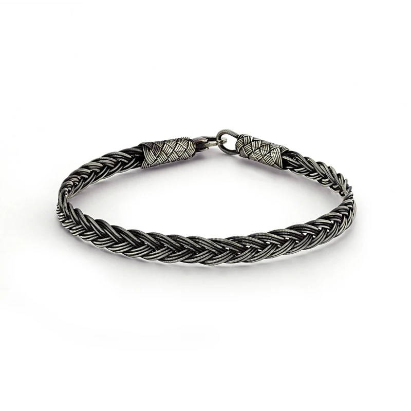 

Silverlina Sterling Silver Oxidized Kazaziye Hand Knitting Bracelet