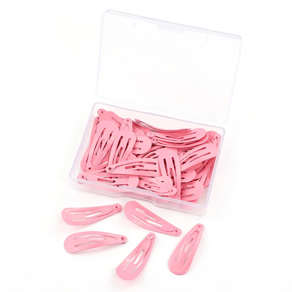 hot pink with box 50 шт. заколка для волос для детей, заколка для волос, аксессуары для волос для девочек и женщин, заколка для волос, однотонная металлическая заколка для волос 3 см - Цвет: hot pink with box