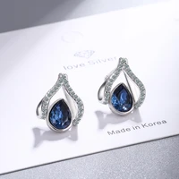 925 sterling silver sapphire stud earring bohemia aros mujer oreja blue sapphire jewelry orecchini gemstone garnet earring