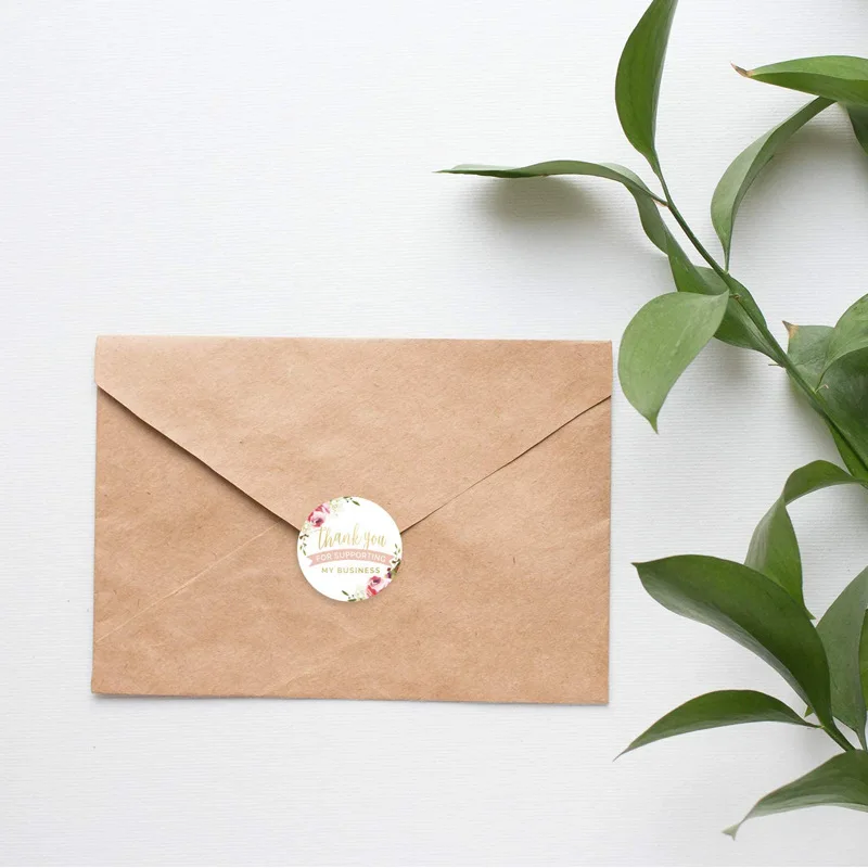 Наклейки с цветочным рисунком милая круглая бумага 500 шт. спасибо за поддержку