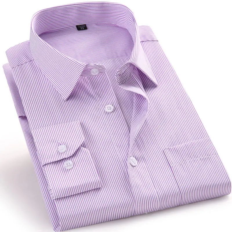 8868-22 Purple Strip Мужская рубашка размера плюс 5XL 6XL 7XL 8XL белая черная синяя розовая повседневная мужская деловая рубашка с длинным рукавом высокого качества - Цвет: 8868-22 Purple Strip