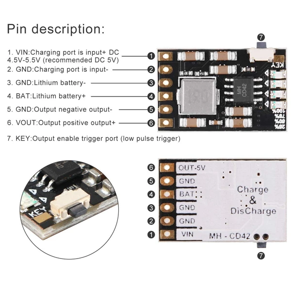 6 шт 2A 5V заряда-разряда встроенного модуля 3 7 V 4 2 для 18650 Литий Батарея НАДУВА