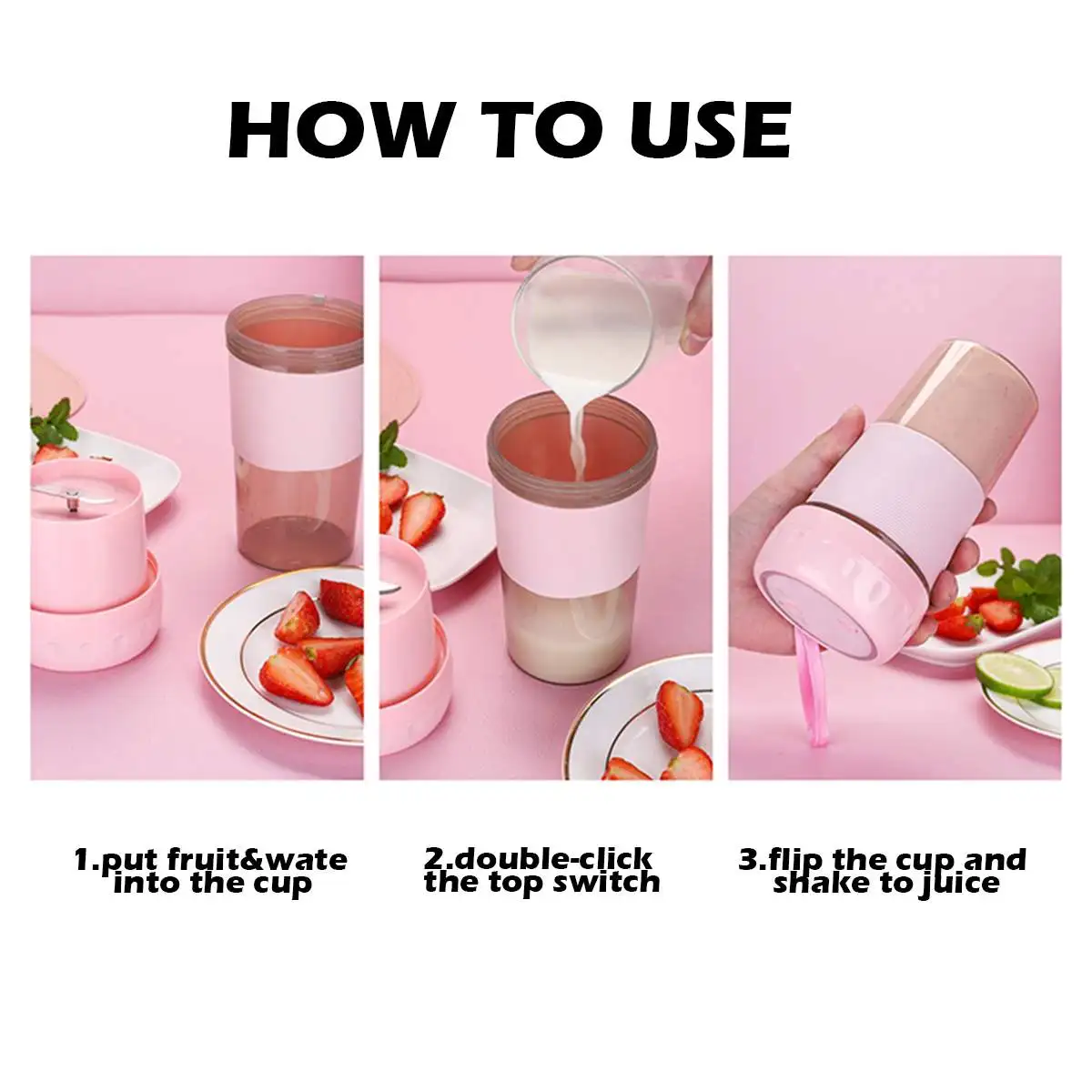 

300ML Portable Electric Fruit Juicer Home USB Rechargeable Smoothie Maker Blenders Machine Sports Bottle Juicing Cup