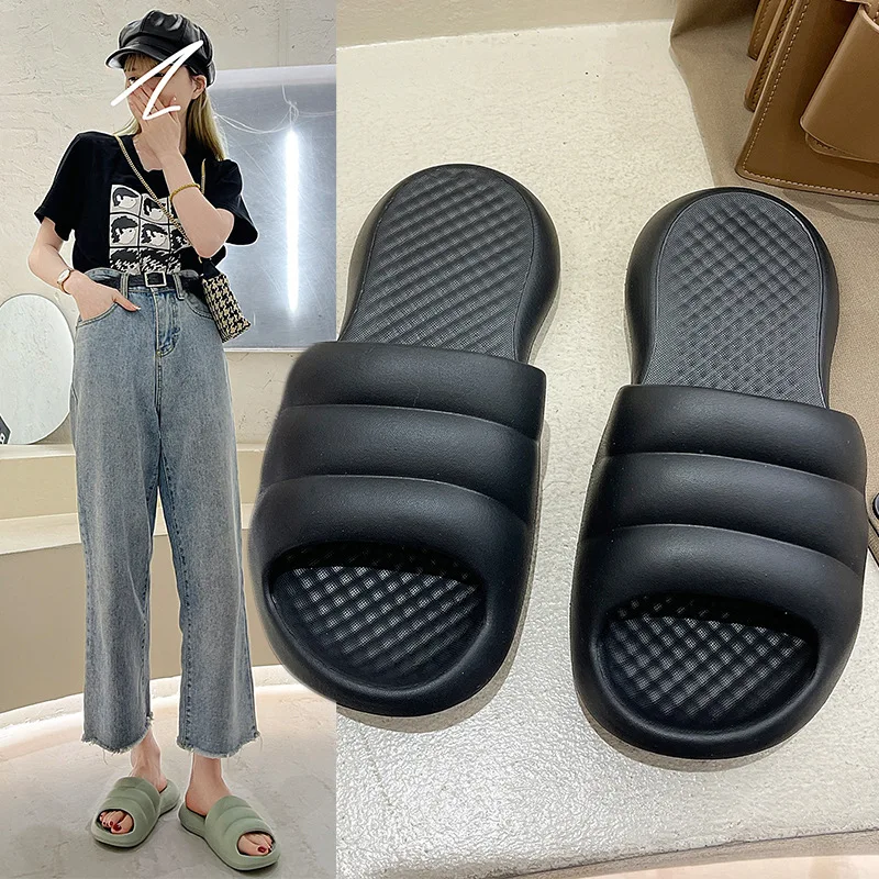 

EVA Slides Women Bathroom Shoes Hole Leaking Sandals Home Thick Soft Slippers Indoor Shoes Anti-slip Shower Slipper For Women