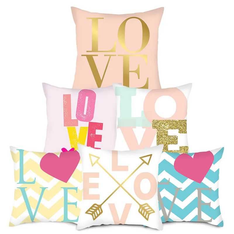 

Fuwatacchi Red Love Cushion Cover Happy Valentines Day Pillow Cover Printed Throw Pillowcase for Home Sofa Decorative Pillow