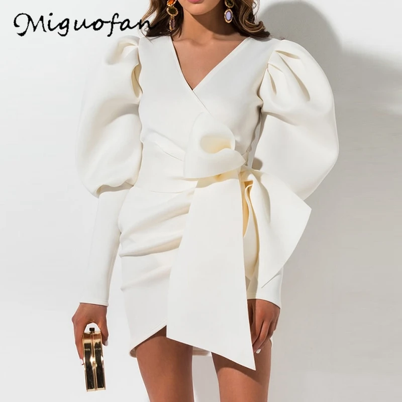 Женское платье с запахом v образным вырезом и длинным рукавом|Женские платья| |