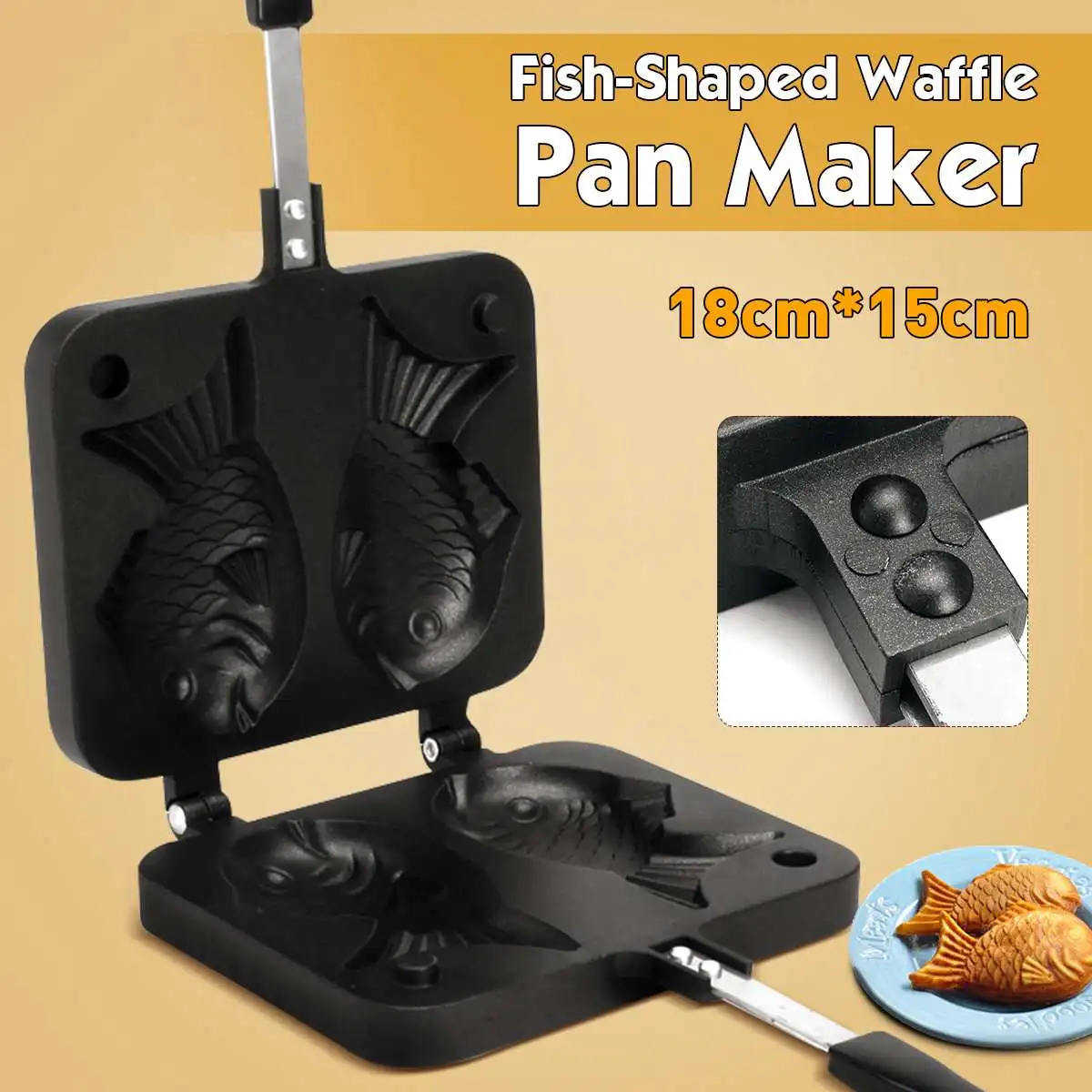 

2 Molds Taiyaki Fish Shaped Waffle Pan Maker Non-stick Buscuit Cake Bake Bakeware Home Kitchen DIY Dessert Cooking Pan Plate