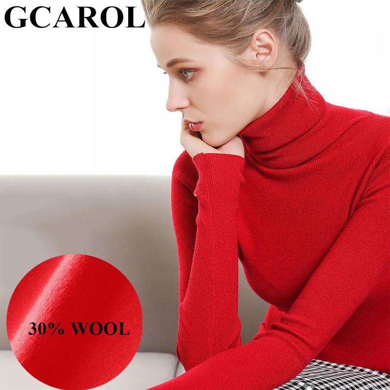 Женский свитер с хомутом GCAROL стрейчевый джемпер в стиле минимализма содержанием