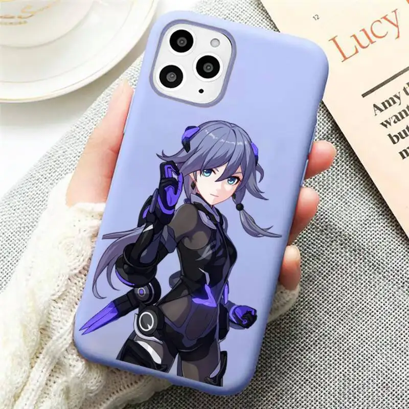 

Hot game Honkai Impact 3rd Phone Case Candy Color Violet for iPhone 11 12 pro XS MAX 8 7 6 6S Plus X SE 2020 XR