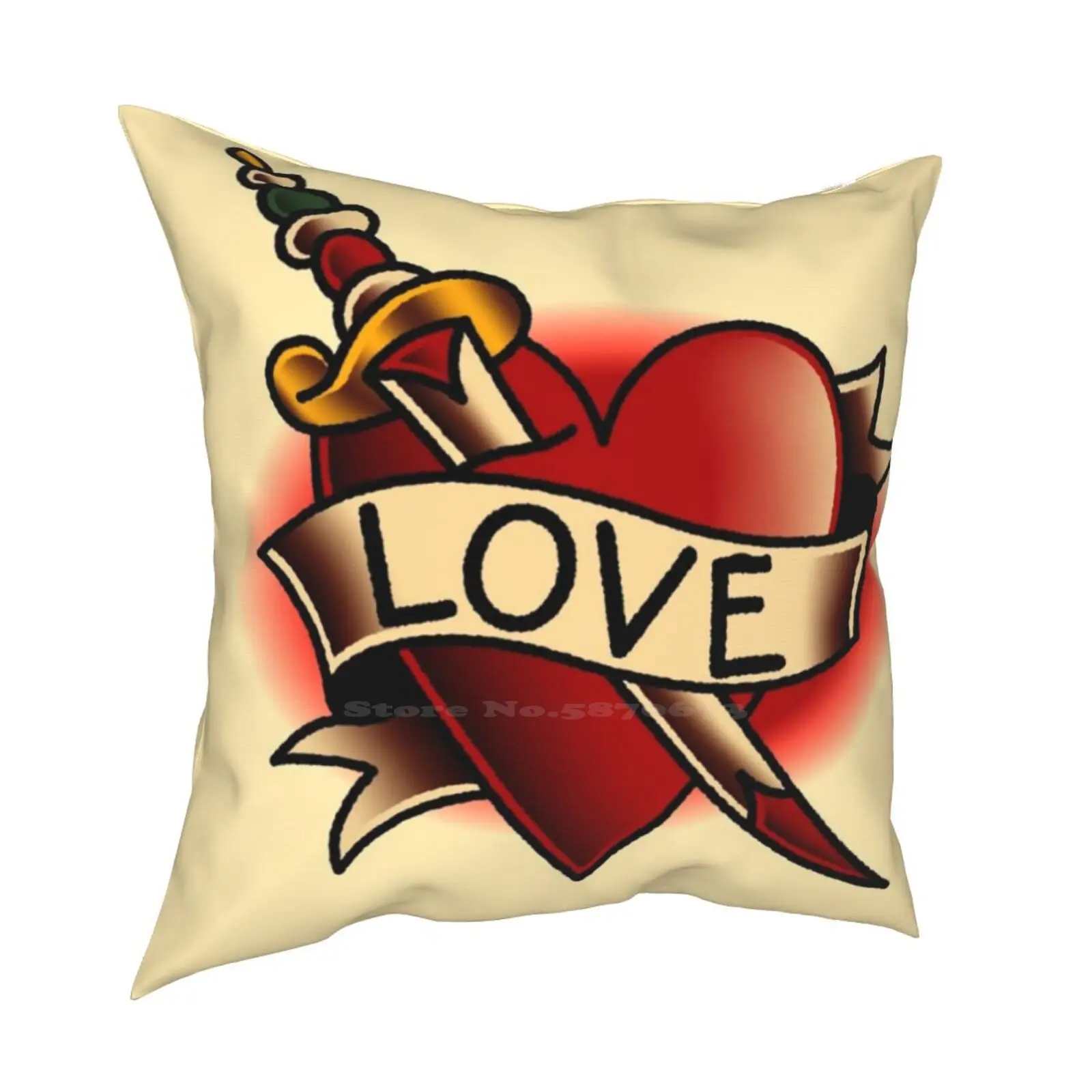 Наволочка с татуировкой в виде сердца для спальни и офиса |