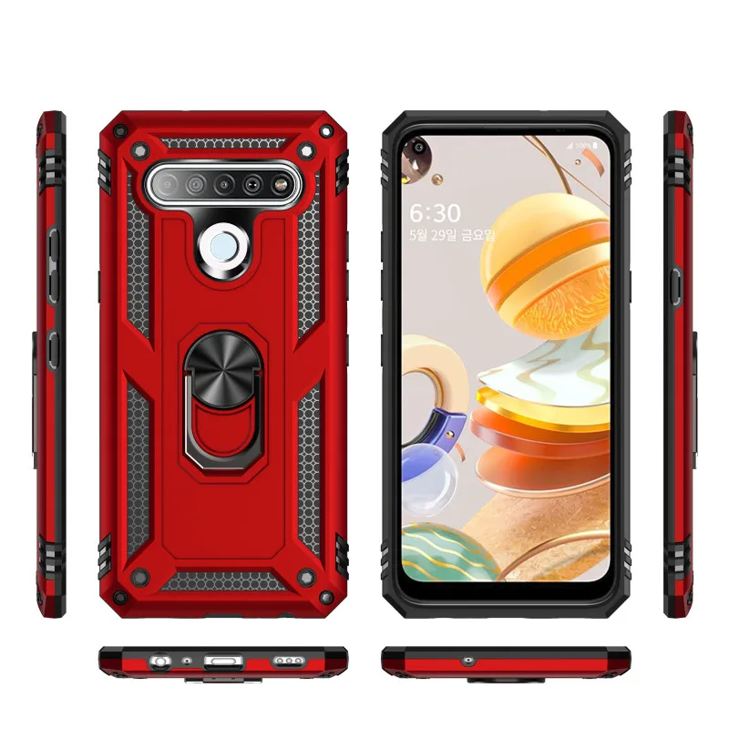 

Shockproof Armor Phone Case For LG K40 Q63 S K51S Q61 K61 K92 Stylo7 K53 K22 4G 5G Car Magnetic Ring Holder Protection PC Cover