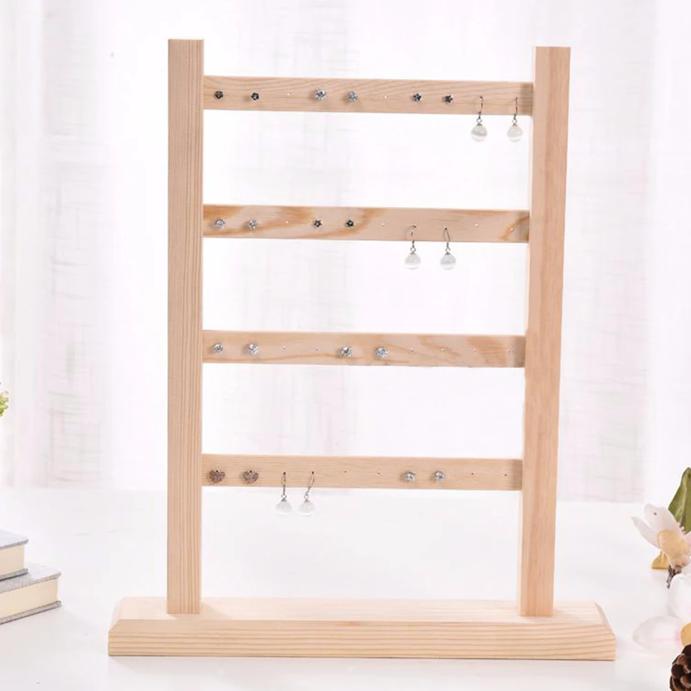 

4 Layer Accessories Bracelets Hanging Necklaces Stand Wooden Organizer Show Jewelry Display Earrings Rack Findings Practical