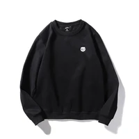 men embroidery casual sweatshirt crewneck solid color long sleeve tops oversize harajuku streetwear male loose black sweatshirt