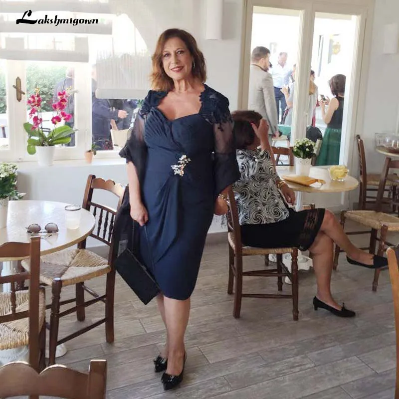 Шифоновое платье-футляр для матери невесты серое короткое формальное платье до