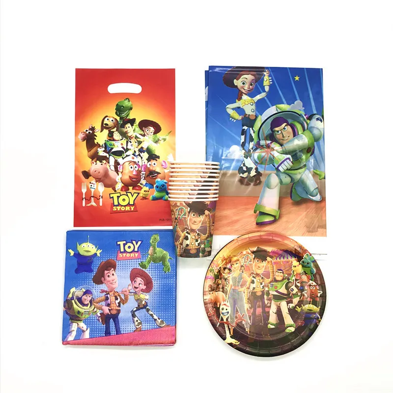 

81pcs Toy Story 4 Gift Bags Birthday Party Decoration Kids Boy Set Cartoon Toy Story Party Supplies Paper Plates Cups Tablecloth