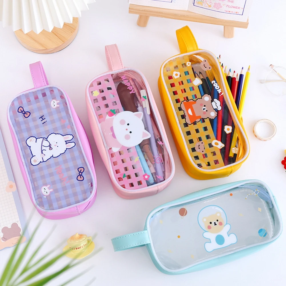 

1Pcs Girl Clear Cosmetic Bag PVC Transparent Makeup Bag for Women Waterproof Zipper Beauty Case Makeup Organizer Bag