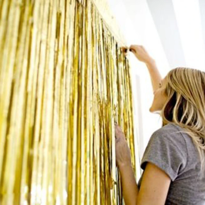 3M золотой фольги полосатый красный синий занавес Блестящий Металлический Венок