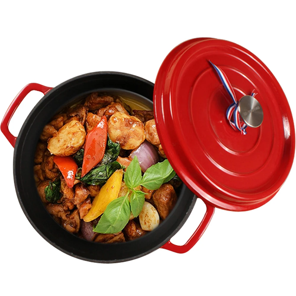 Чугунная кастрюля суповая 22/24/26 см утолщенная для приготовления свиньи тушения