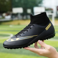 men soccer shoes agtf high ankle football boots outdoor non slip ultralight kids football cleats couple sneakers plus size32 47