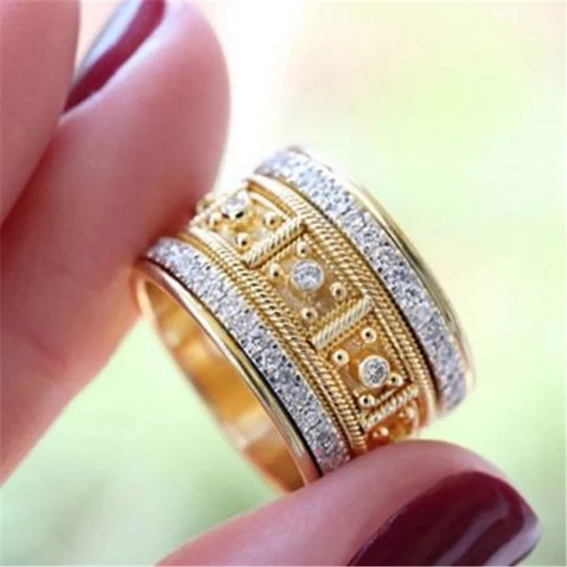 

Creative Unisex Temperament Crystal Engagement Ring for Women Men Party Wedding Rings Jewely Ethnic Style Hand Accessories