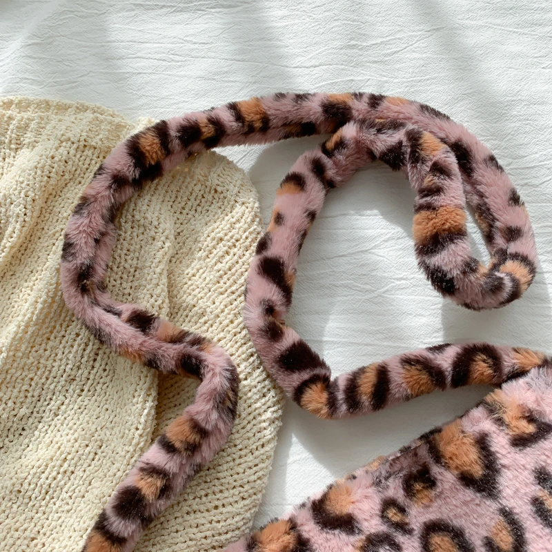 Женский зимний клатч из искусственного меха модный Леопардовый кошелек Женская