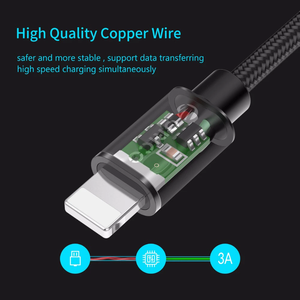 ORICO USB кабель для iPhone 8X7 6S Plus 2.4A быстрое зарядное Освещение 6 синхронизации данных