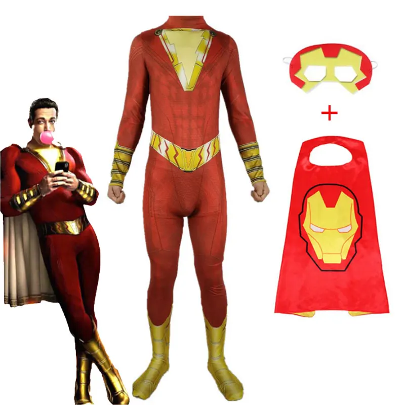 Новинка Костюм для косплея капитана Marvel шазам Билли батерсона комбинезон костюм