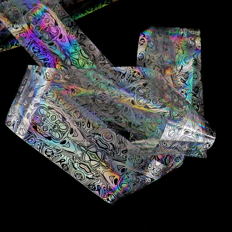 Новинка 2017 1 рулон 4*100 см серебристая голографическая прозрачная волнистая