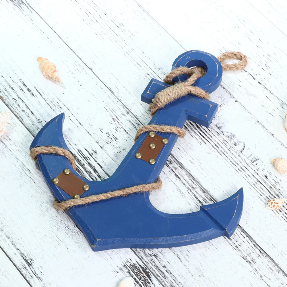 

Distressed Finish Blue Nautical Anchor Wall Hanging Decor (Blue)