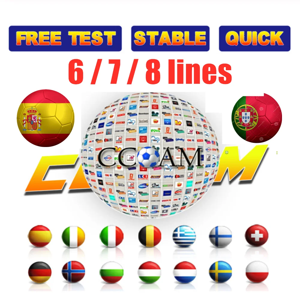 Испания 7 линий Сервер Поддержка DVB S2 IKS приемник Satelite для Европы Cccam Clines с Португалия, Италия