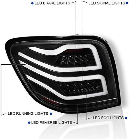 Sulinso подходит для Benz-W164 мл класс черный полный светодиодный задние фонари тормоза