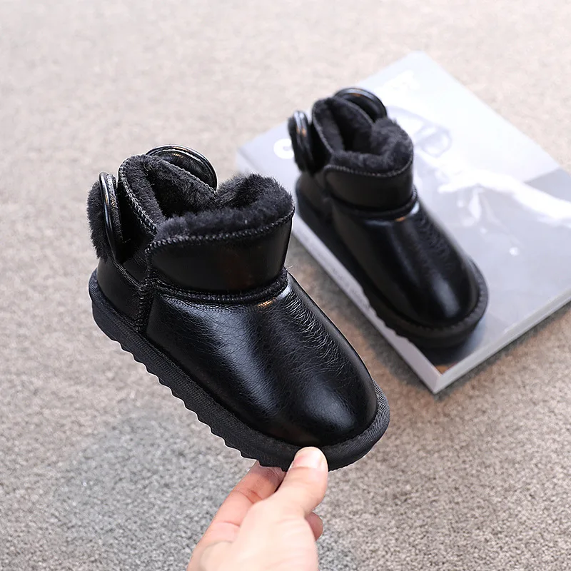 

Winter New Fashion Soft Surface Children Shoes Rabbit Ears Baby Girls Thick Warm Snow Boots Boys Casual Sport Running Sneakers