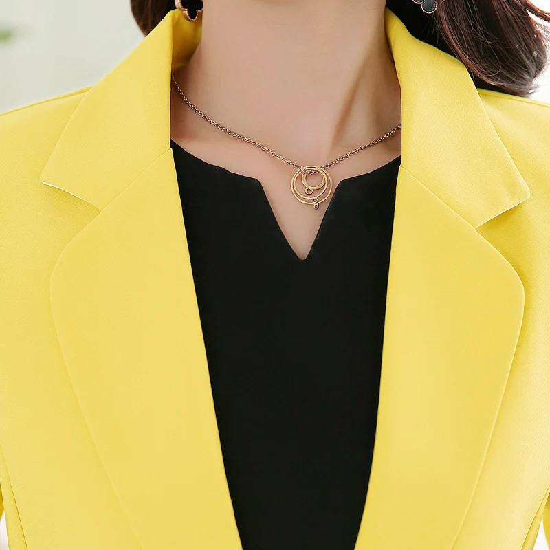 

Spring straight jacket female models suit a buckle in the long section career woman Fashion sexy suit jacket Discount promotion