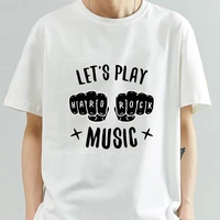 lets play music hard rock printed t shirt famous relaxed kpop clothes ivory white partner top back to school mulher blusas