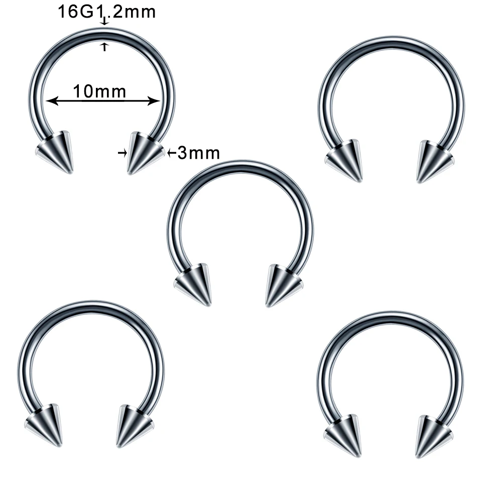 

5Pcs Stainless Steel Nose Ring Eyebrow Lip Stud Septum Piercing Ear Cartilage Tragus Helix Piercing Earring Tunnel Plugs Jewelry