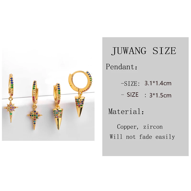 Радужные серьги в готическом стиле золотые гвоздики De Moda 2019 медь микро проложили