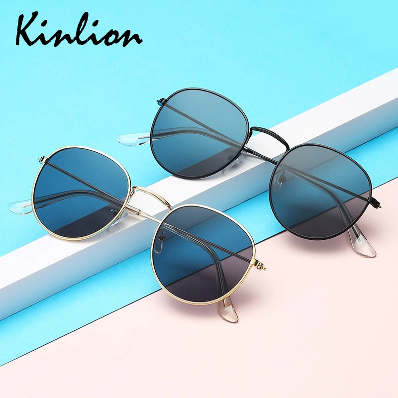 Винтажные круглые металлические солнцезащитные очки Kinlion для женщин и мужчин