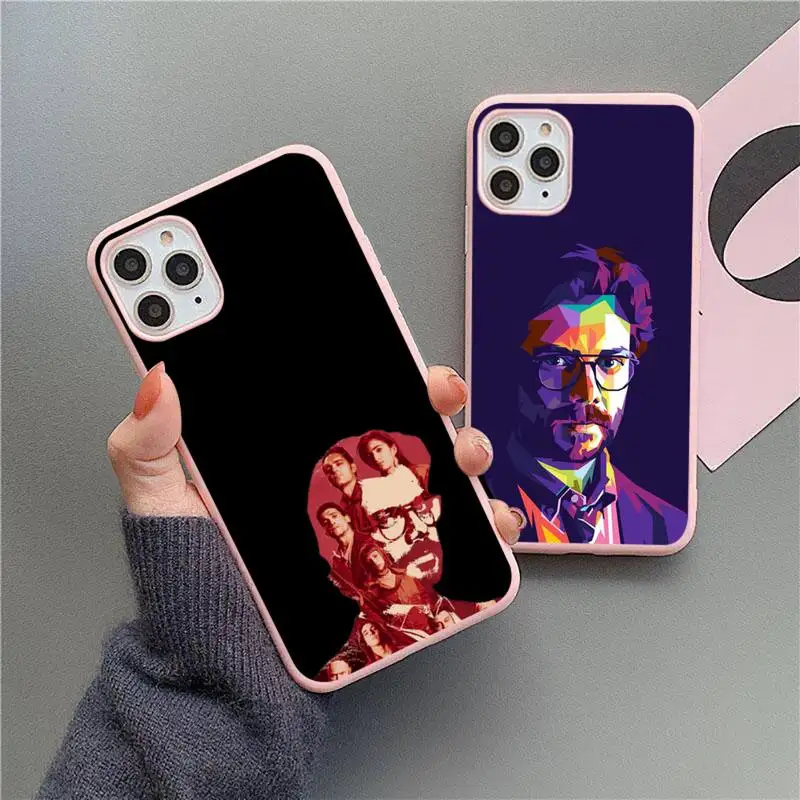 

la casa de papel Money Heist Phone Case Candy Color for iPhone 6 6S 7 8 11 12 XS X SE 2020 XR mini pro Plus MAX mobile bags