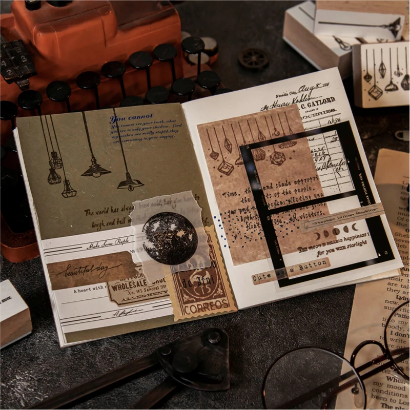 Винтажный штамп Луна старинная лампа деревянные и резиновые штампы для