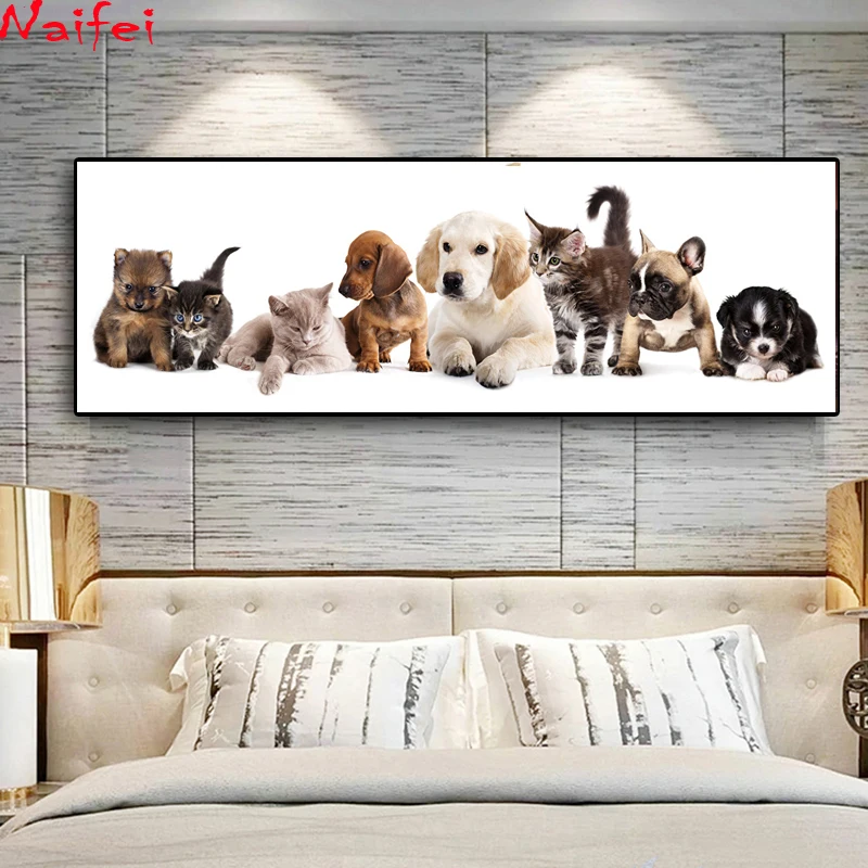 Animals Series Diy Diamond Painting Dogs and cats Embroidery Full round square Mosaic wall stickers Decor | Дом и сад