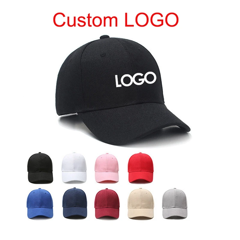 Bone de beisebol personalizado impressao logotipo bordado casual sólido chapéus cor pura preto snapback Bones para homens| |