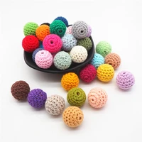 chenkai 50pcs 16mm crochet wooden beads round knitting cotton balls for diy decoration baby teether jewelry necklace toy